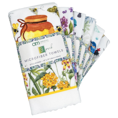3 Pack Printed Microfiber Kitchen Towels