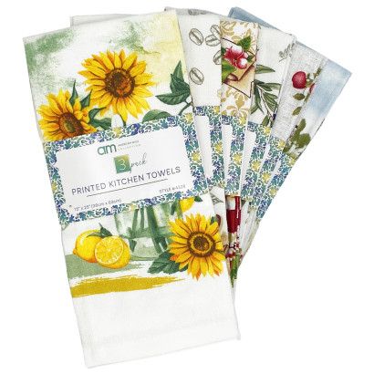 3 Pack Printed Kitchen Towels