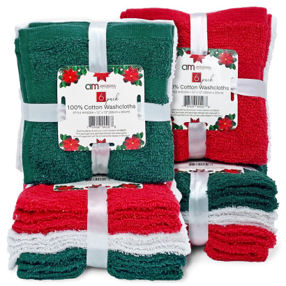 6 Pack Holiday Wash Cloths