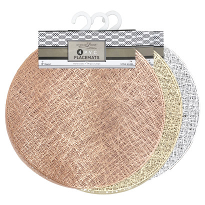 4 Pack Metallic PVC Round Place Mats