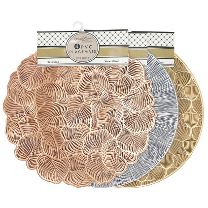 4 Pack Metallic PVC Round Place Mats