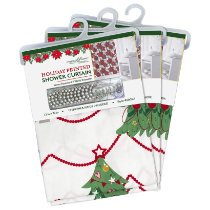 Printed Holiday Shower Curtain Set