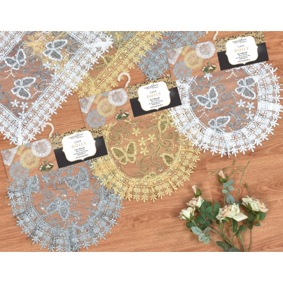 Sequin Doily with Lace Border- Butterfly