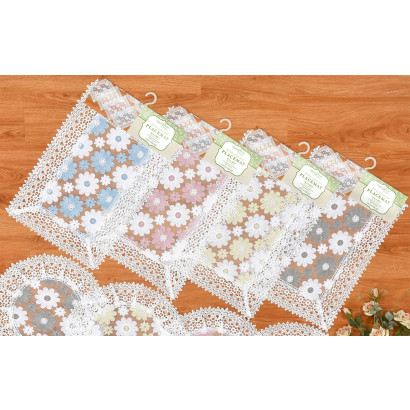 Embroidered Place Mat with Lace Border 