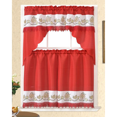 Holiday Embroidered Window Curtain Set