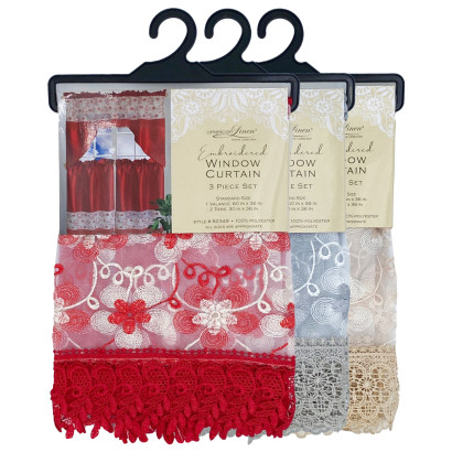Embroidered Window Curtain Set