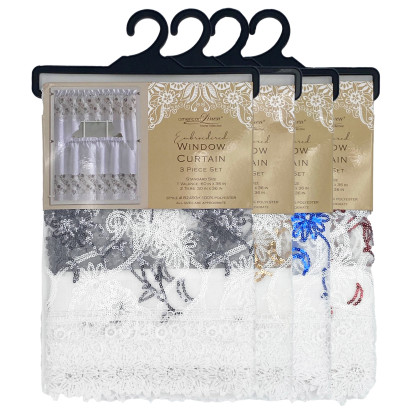 Embroidered Window Curtain Set