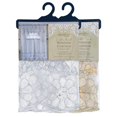 Embroidered Window Curtain Set