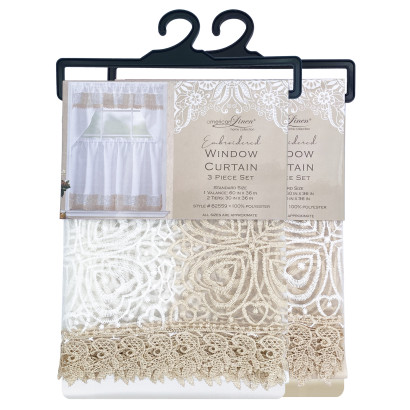 Embroidered Clover Window Curtain Set