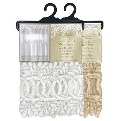 Embroidered Window Curtain Set