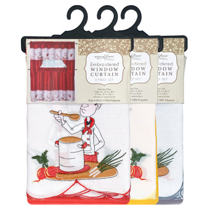 Embroidered Window Curtain Set- Chef