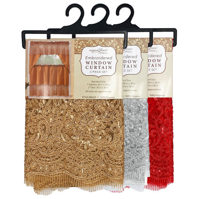 Embroidered Window Curtain Set