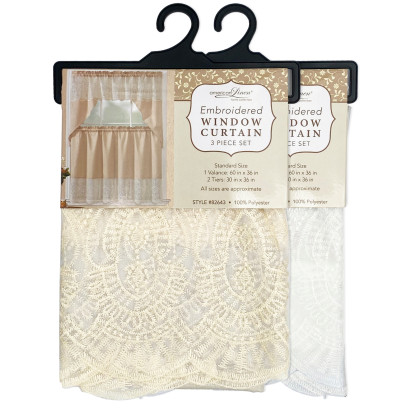 Embroidered Window Curtain Set