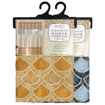 Embroidered Window Curtain Set