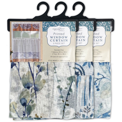 3pc Printed Window Curtain Set