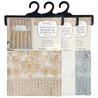 Embroidered Window Curtain Set