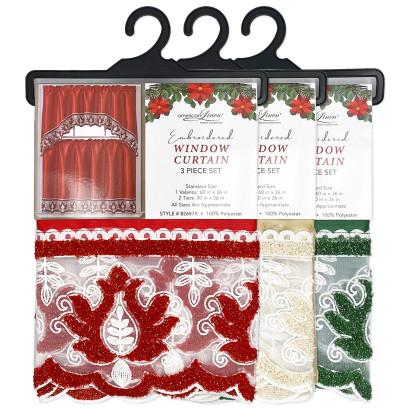 Embroidered Holiday Window Curtain Set