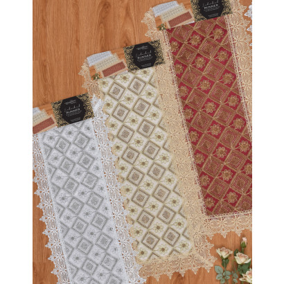 Sequin Table Runner with Lace Border