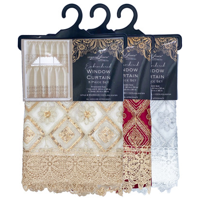 Sequin Embroidered Window Curtain Set