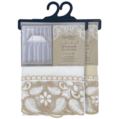 Embroidered Window Curtain Set