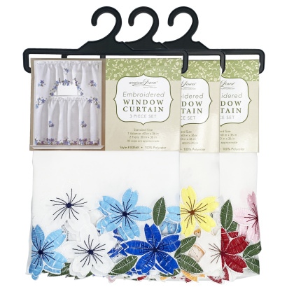 Embroidered Window Curtain Set