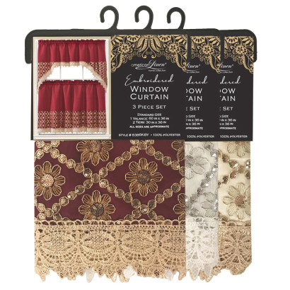 Embroidered Window Curtain Set
