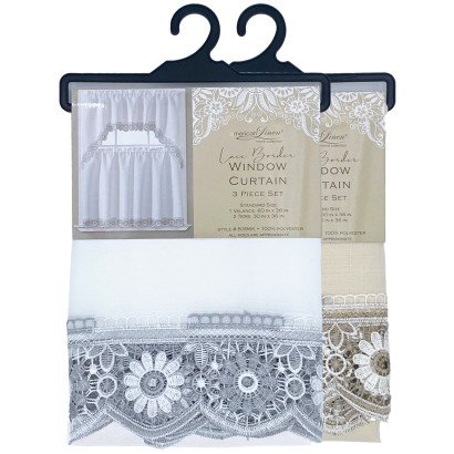 Lace Border Window Curtain Set
