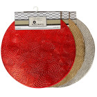 4 Pack Metallic PVC Holiday Round Place Mats