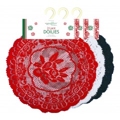 Holiday 2 pack 15" Rd Lace Doilies