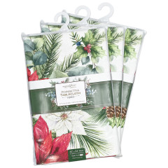 Heavy Printed Holiday Tablecloth - Poinsettia