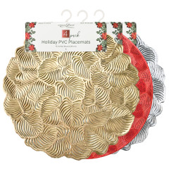 Holiday Round Metallic PVC Place Mats 