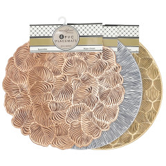 4 Pack Metallic PVC Round Place Mats
