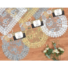Sequin Doily with Lace Border- Butterfly