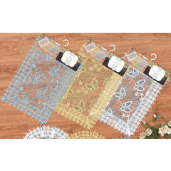 Sequin Place Mat with Lace Border- Butterfly