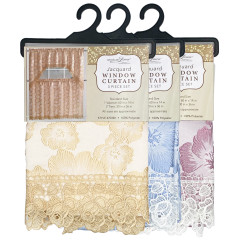 Jacquard Lace Border Window Curtain Set
