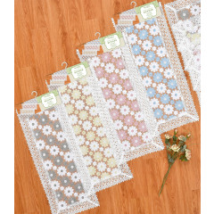 Embroidered Table Runner with Lace Border