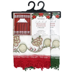 Holiday Embroidered Window Curtain Set