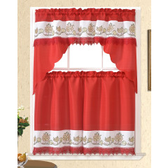 Holiday Embroidered Window Curtain Set