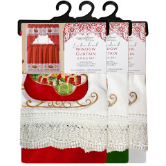 Holiday Embroidered Window Curtain Set - Sled