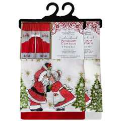Holiday Embroidered Window Curtain Set - Santa