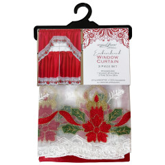 Holiday Embroidered Window Curtain Set - Candle