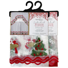 Holiday Embroidered Window Curtain Set - Trees