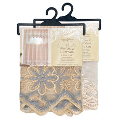 Lace Border Window Curtain Set