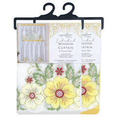 Floral Embroidered Window Curtain Set