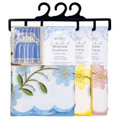 Embroidered Floral Window Curtain Set