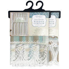 Embroidered Window Curtain Set - Stripes