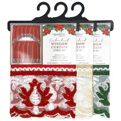 Embroidered Holiday Window Curtain Set