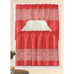 Embroidered Holiday Window Curtain Set