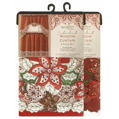 Holiday Embroidered Window Curtain Set