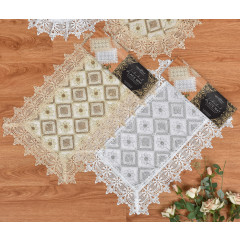 Sequin Place Mat with Lace Border